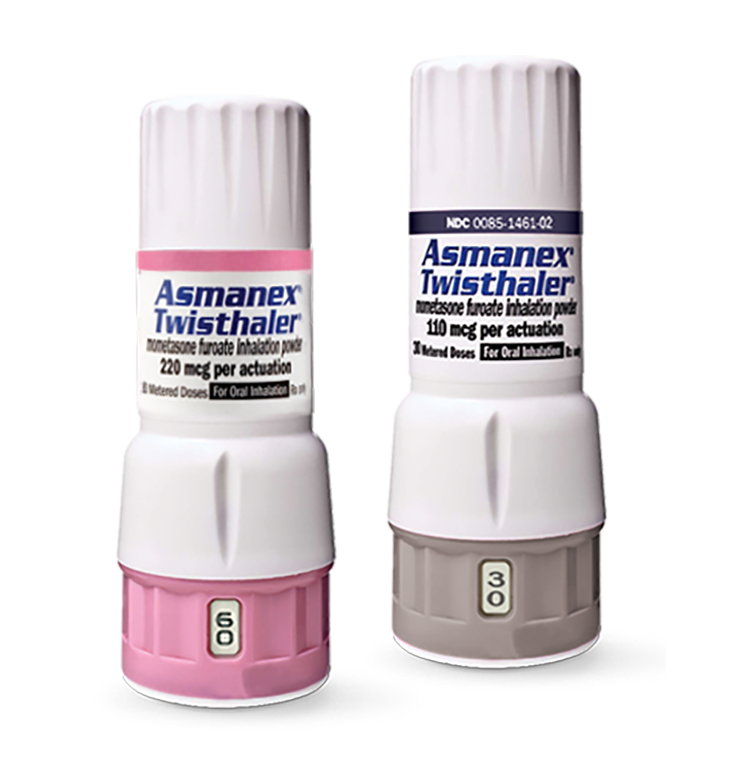 Image of ASMANEX® HFA (mometasone furoate) Inhalation Aerosol 50 mcg, 100 mcg, 200 mcg