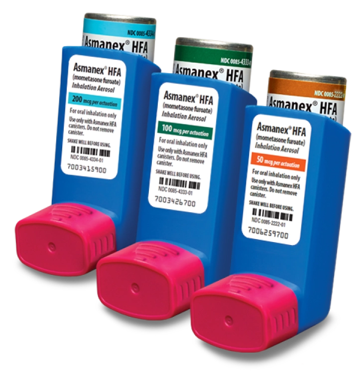 Image of ASMANEX® HFA (mometasone furoate) Inhalation Aerosol 50 mcg, 100 mcg, 200 mcg